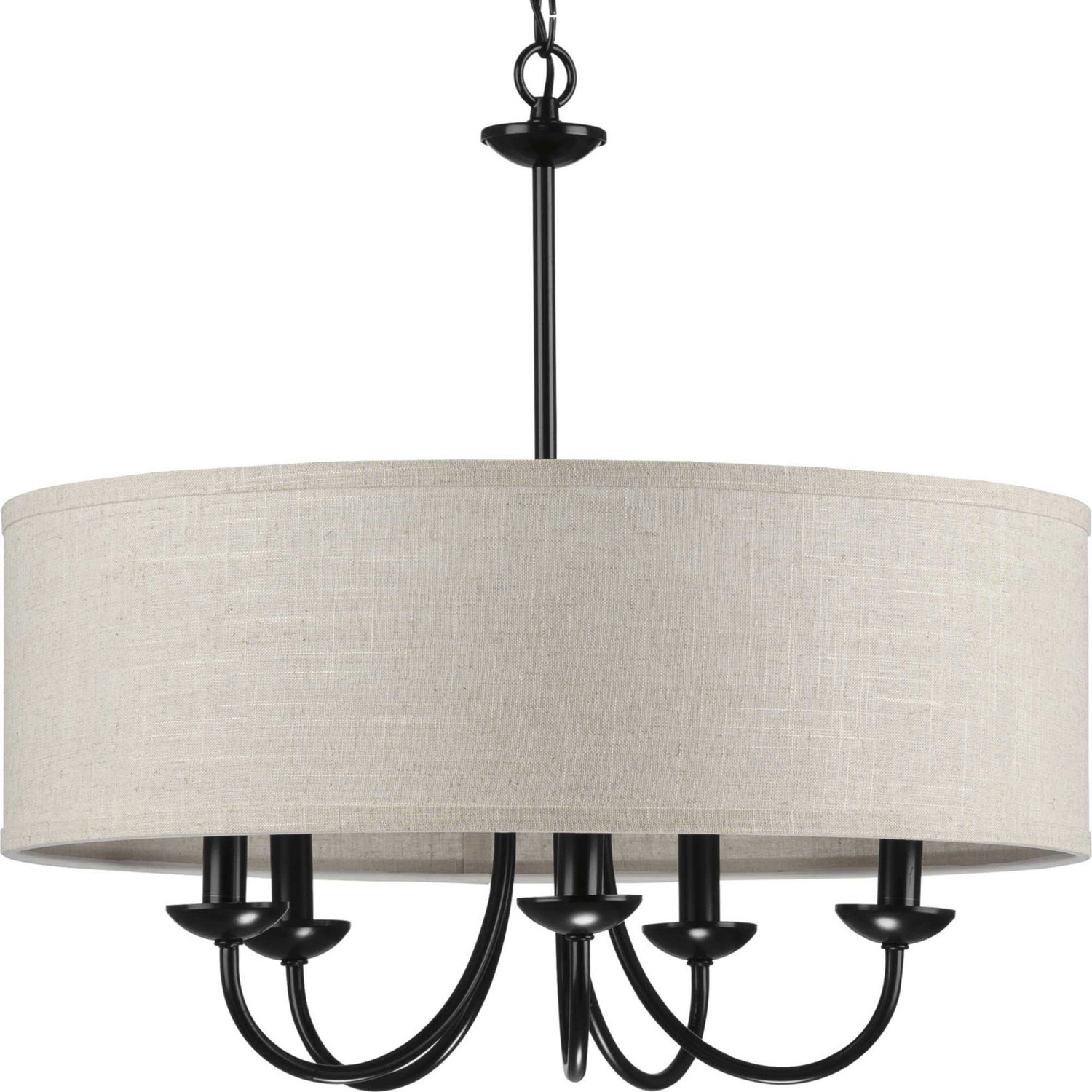 Progress Lighting - P400193-031 - Five Light Chandelier - Drum Shade - Black