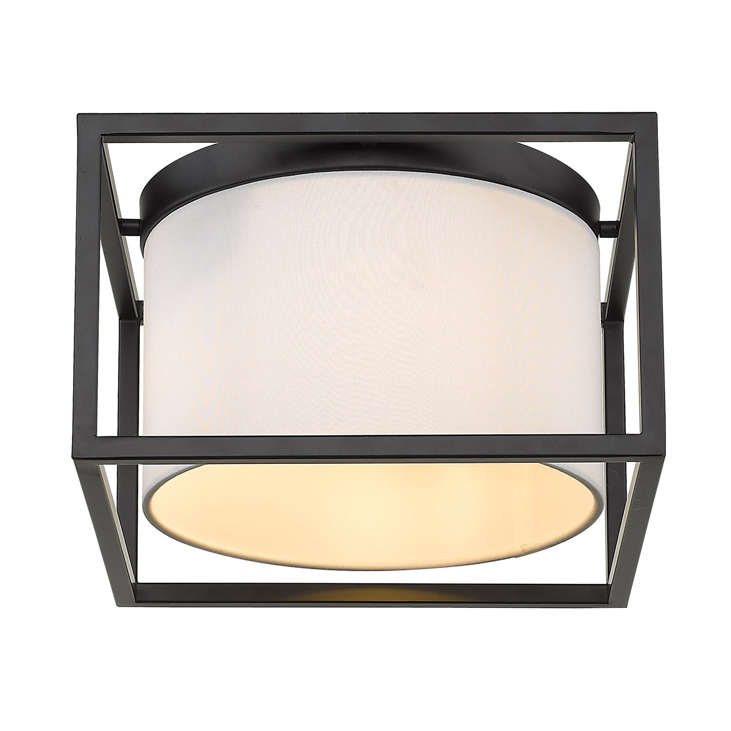 Golden - 2243-FM BLK-MWS - Two Light Flush Mount - Manhattan - Matte Black