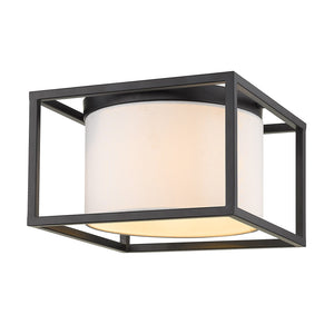 Golden - 2243-FM BLK-MWS - Two Light Flush Mount - Manhattan - Matte Black