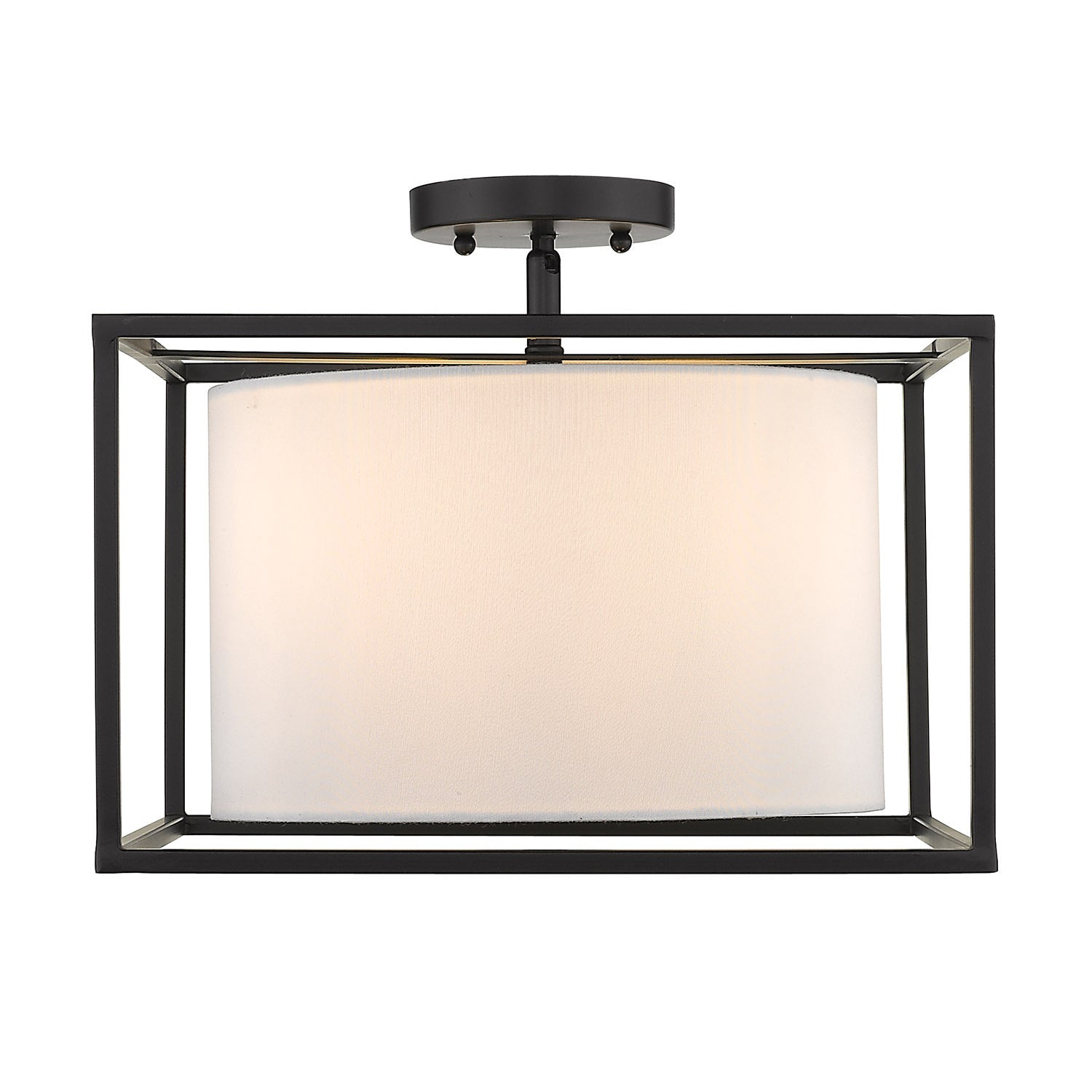 Golden - 2243-SF BLK-MWS - Three Light Semi-Flush Mount - Manhattan - Matte Black