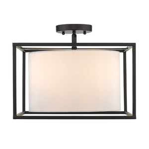 Golden - 2243-SF BLK-MWS - Three Light Semi-Flush Mount - Manhattan - Matte Black