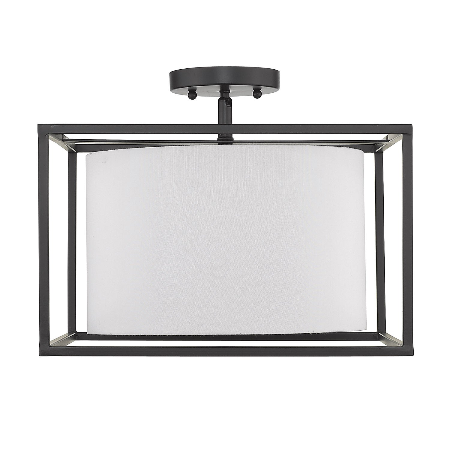 Golden - 2243-SF BLK-MWS - Three Light Semi-Flush Mount - Manhattan - Matte Black