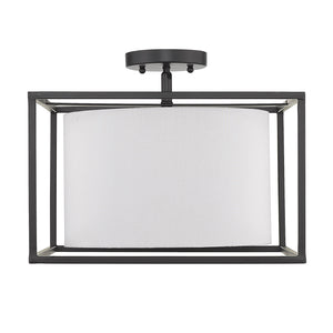 Golden - 2243-SF BLK-MWS - Three Light Semi-Flush Mount - Manhattan - Matte Black