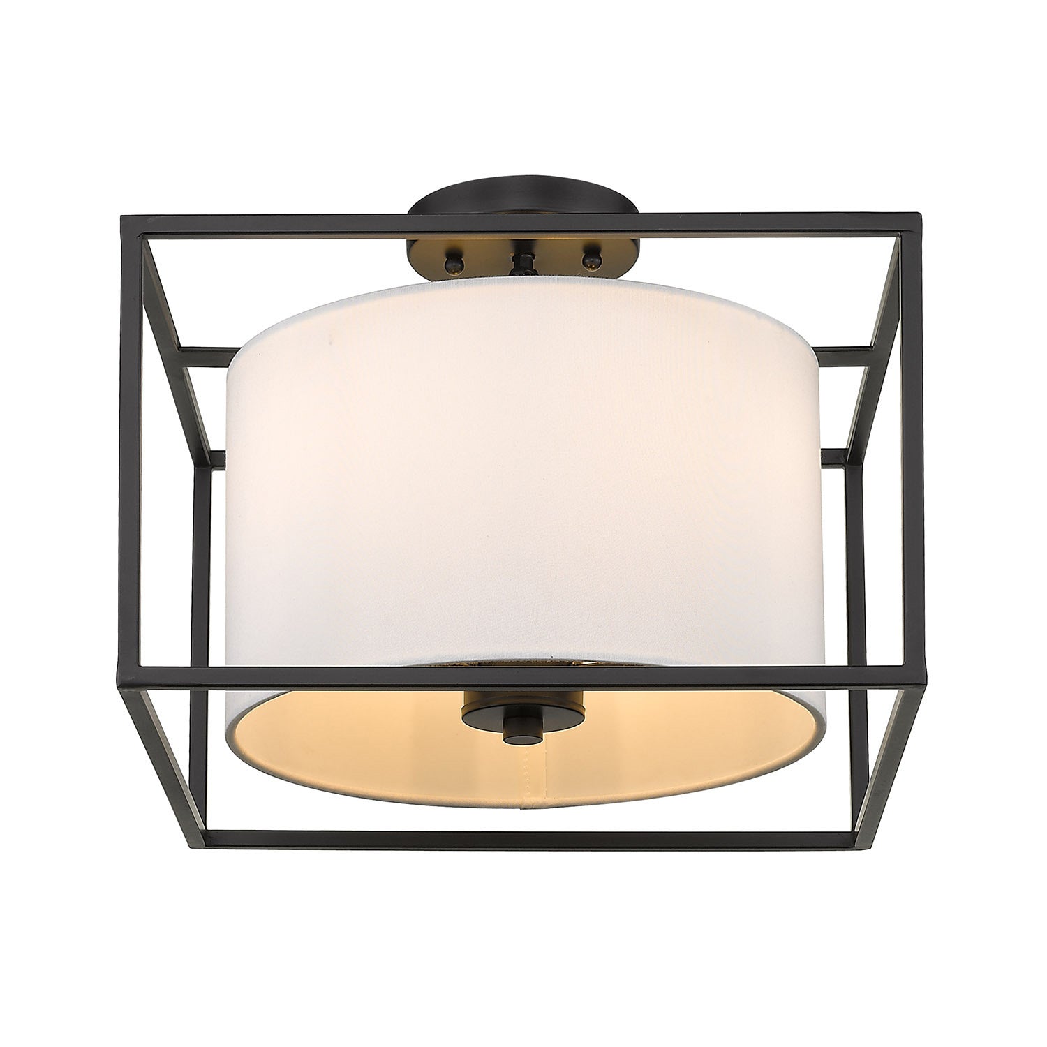 Golden - 2243-SF BLK-MWS - Three Light Semi-Flush Mount - Manhattan - Matte Black