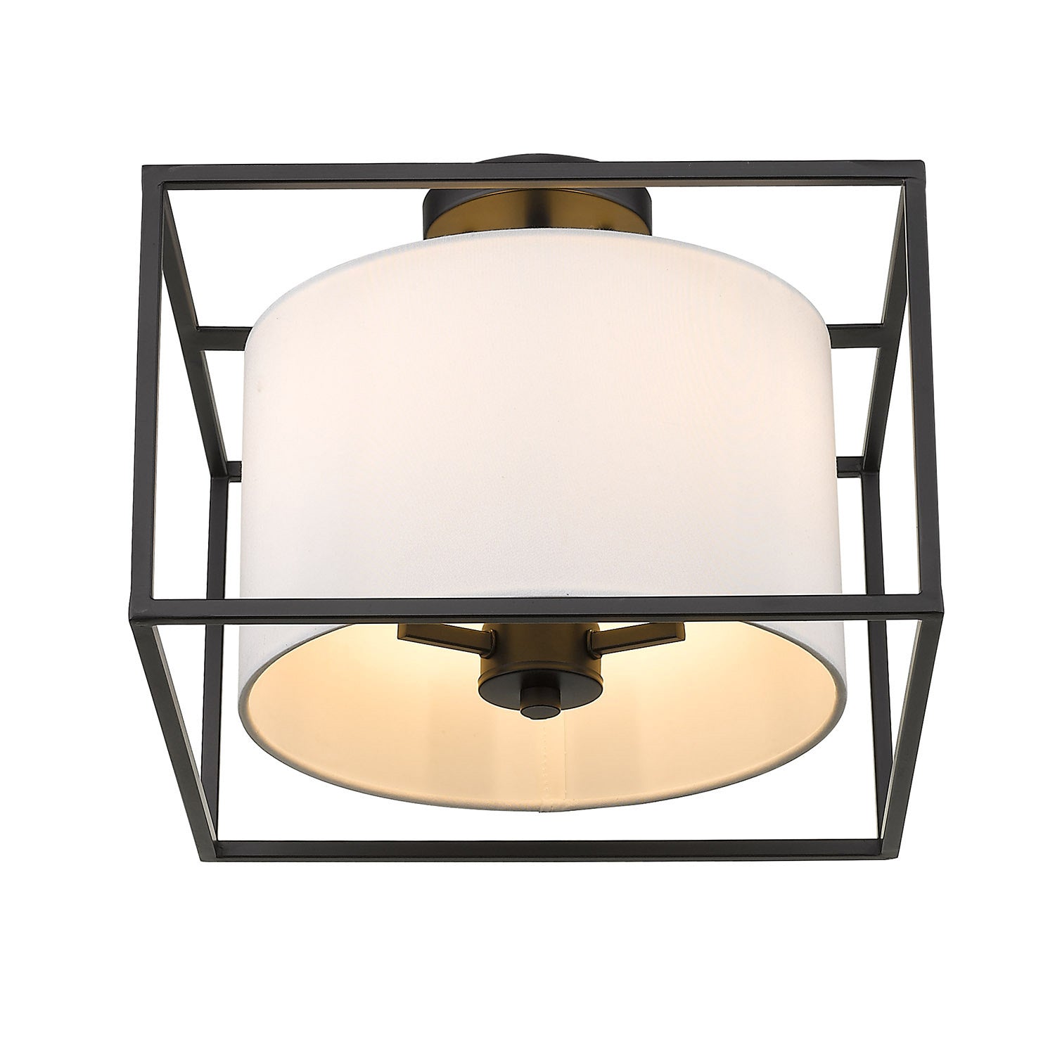 Golden - 2243-SF BLK-MWS - Three Light Semi-Flush Mount - Manhattan - Matte Black