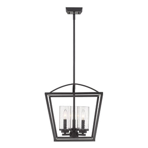 Golden - 4309-3P BLK-BLK-SD - Three Light Pendant - Mercer - Matte Black