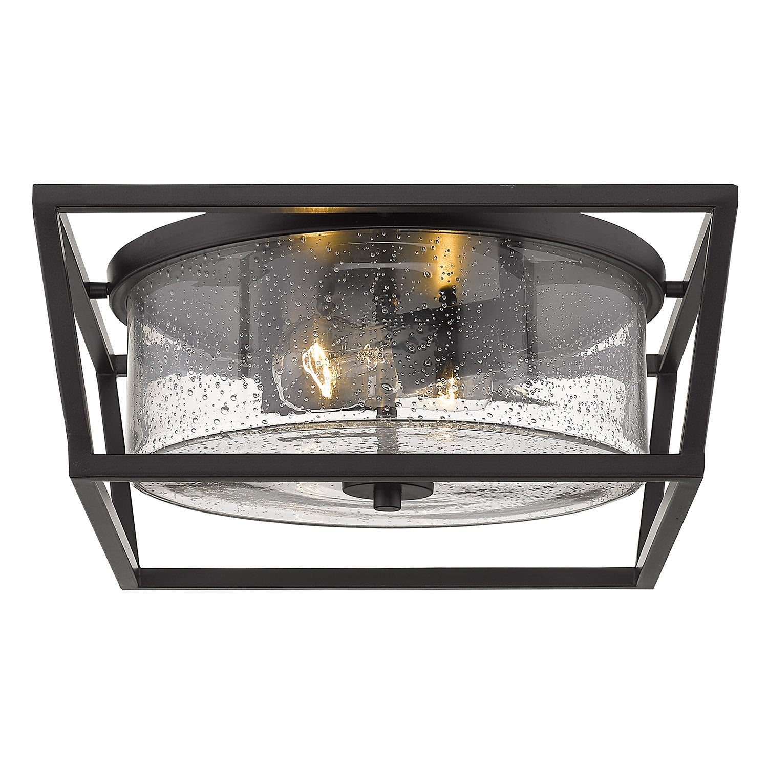 Golden - 4309-FM BLK-BLK-SD - Two Light Flush Mount - Mercer - Matte Black