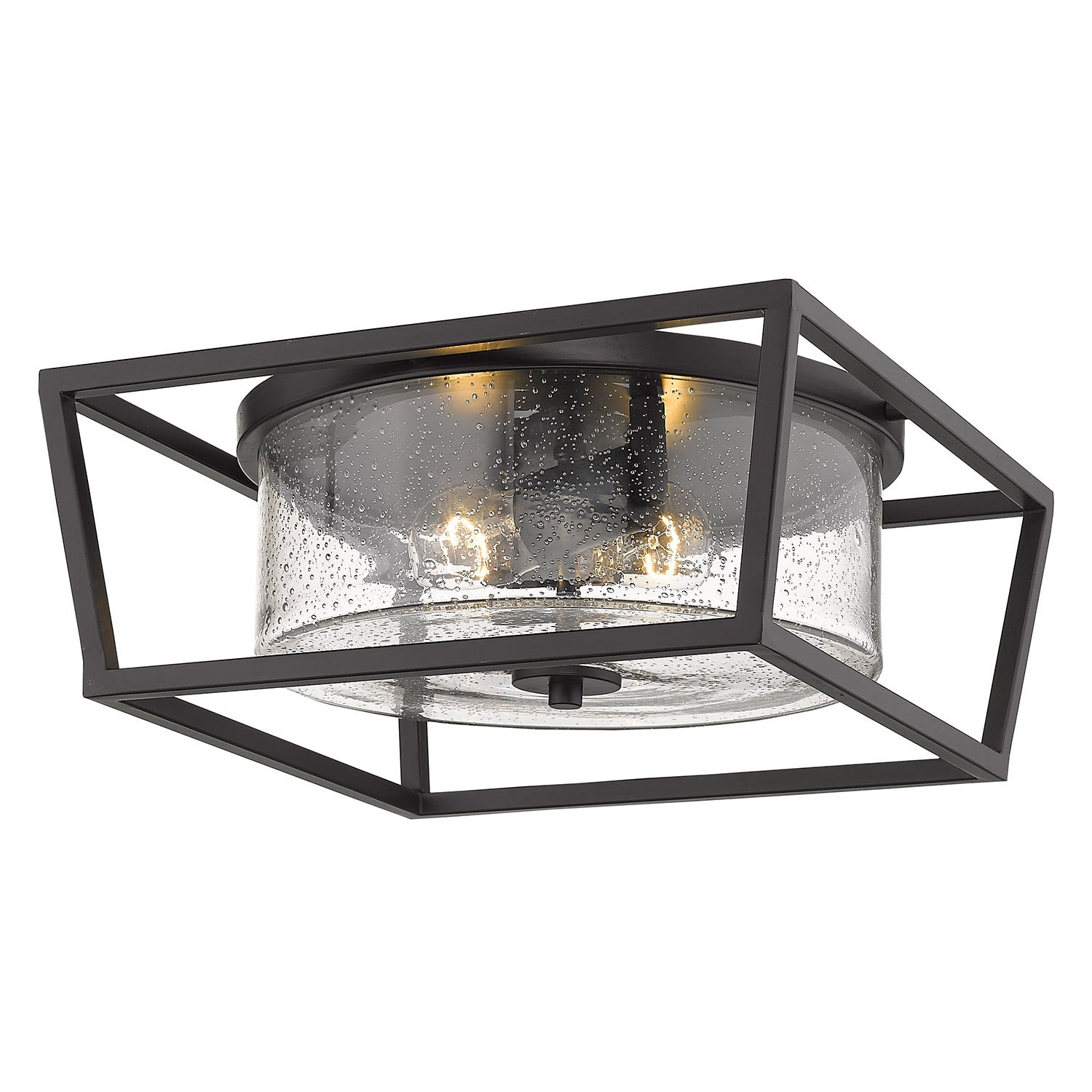 Golden - 4309-FM BLK-BLK-SD - Two Light Flush Mount - Mercer - Matte Black