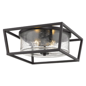 Golden - 4309-FM BLK-BLK-SD - Two Light Flush Mount - Mercer - Matte Black