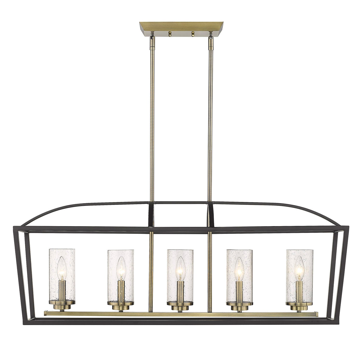 Golden - 4309-LP BLK-AB-SD - Five Light Linear Pendant - Mercer - Matte Black