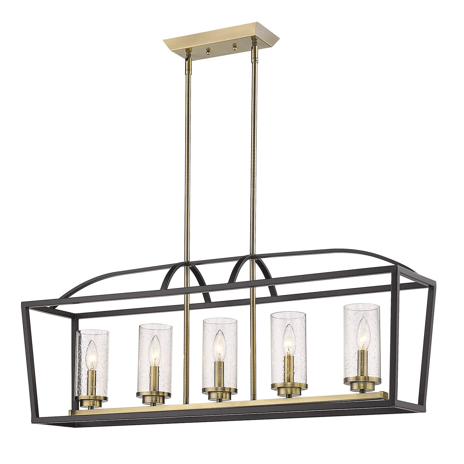 Golden - 4309-LP BLK-AB-SD - Five Light Linear Pendant - Mercer - Matte Black