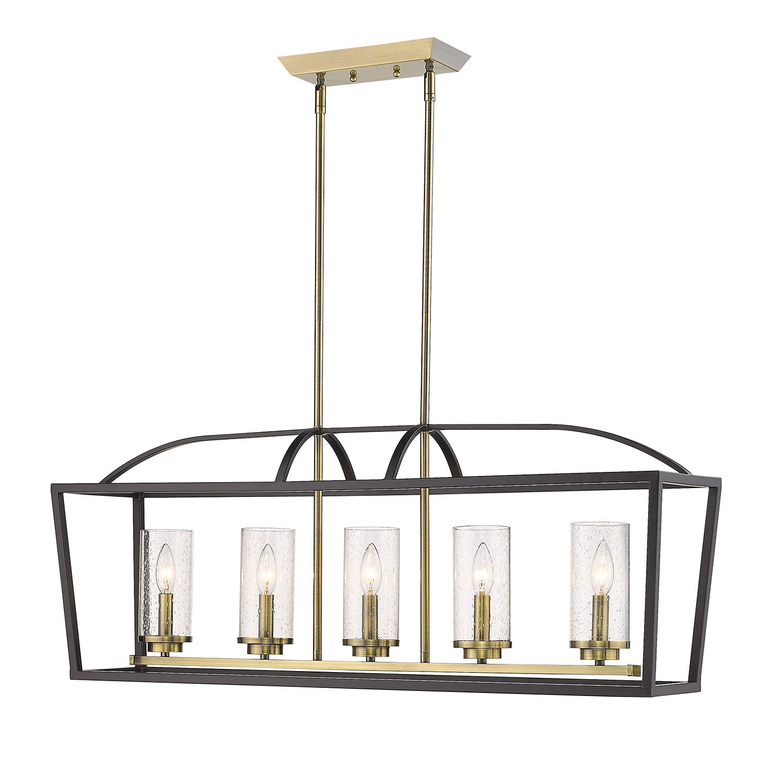 Golden - 4309-LP BLK-AB-SD - Five Light Linear Pendant - Mercer - Matte Black