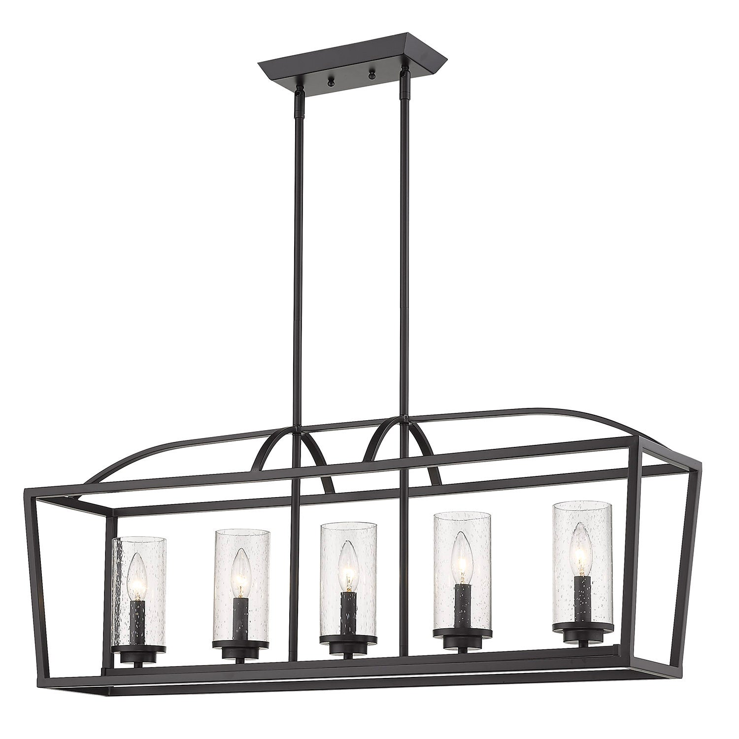 Golden - 4309-LP BLK-BLK-SD - Five Light Linear Pendant - Mercer - Matte Black