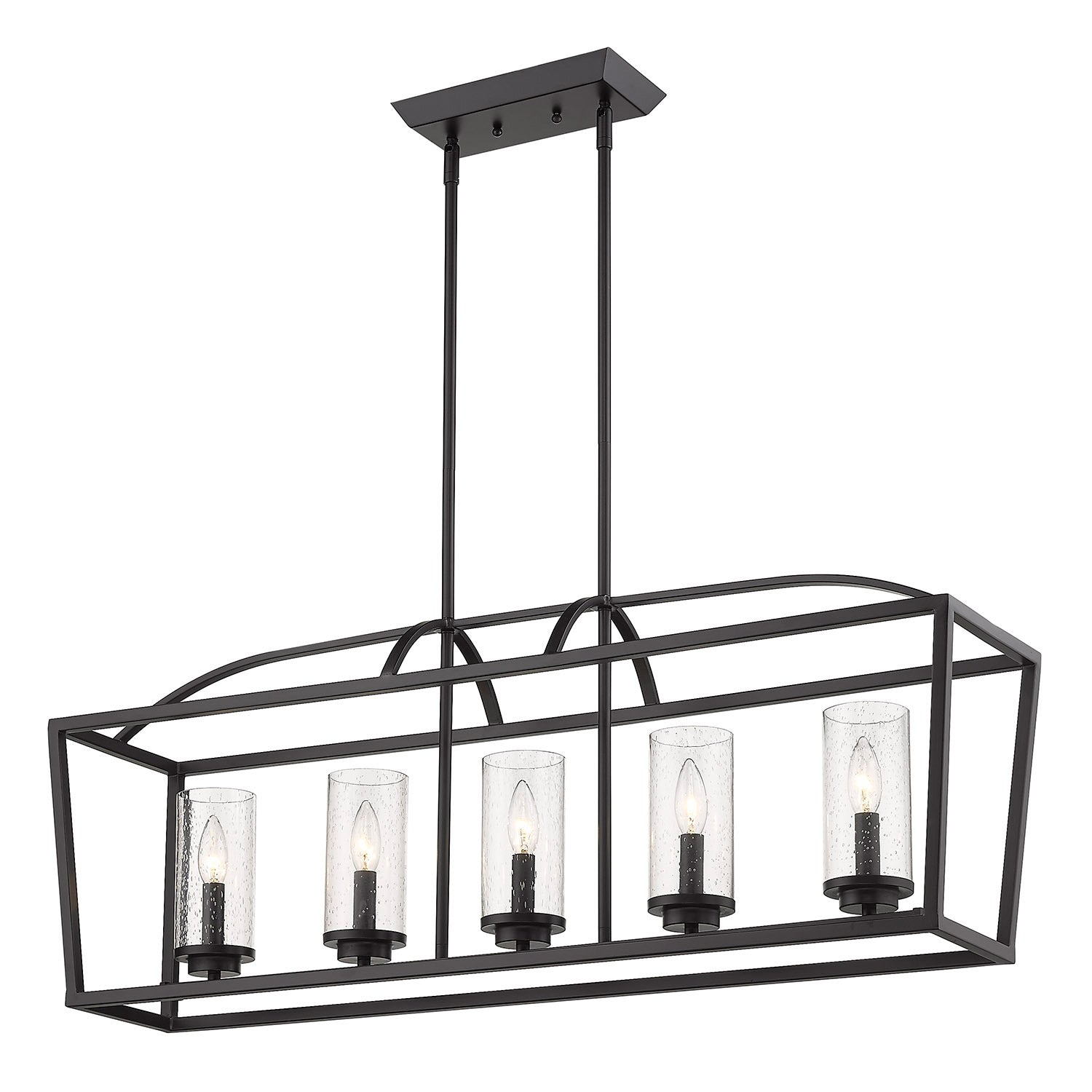 Golden - 4309-LP BLK-BLK-SD - Five Light Linear Pendant - Mercer - Matte Black