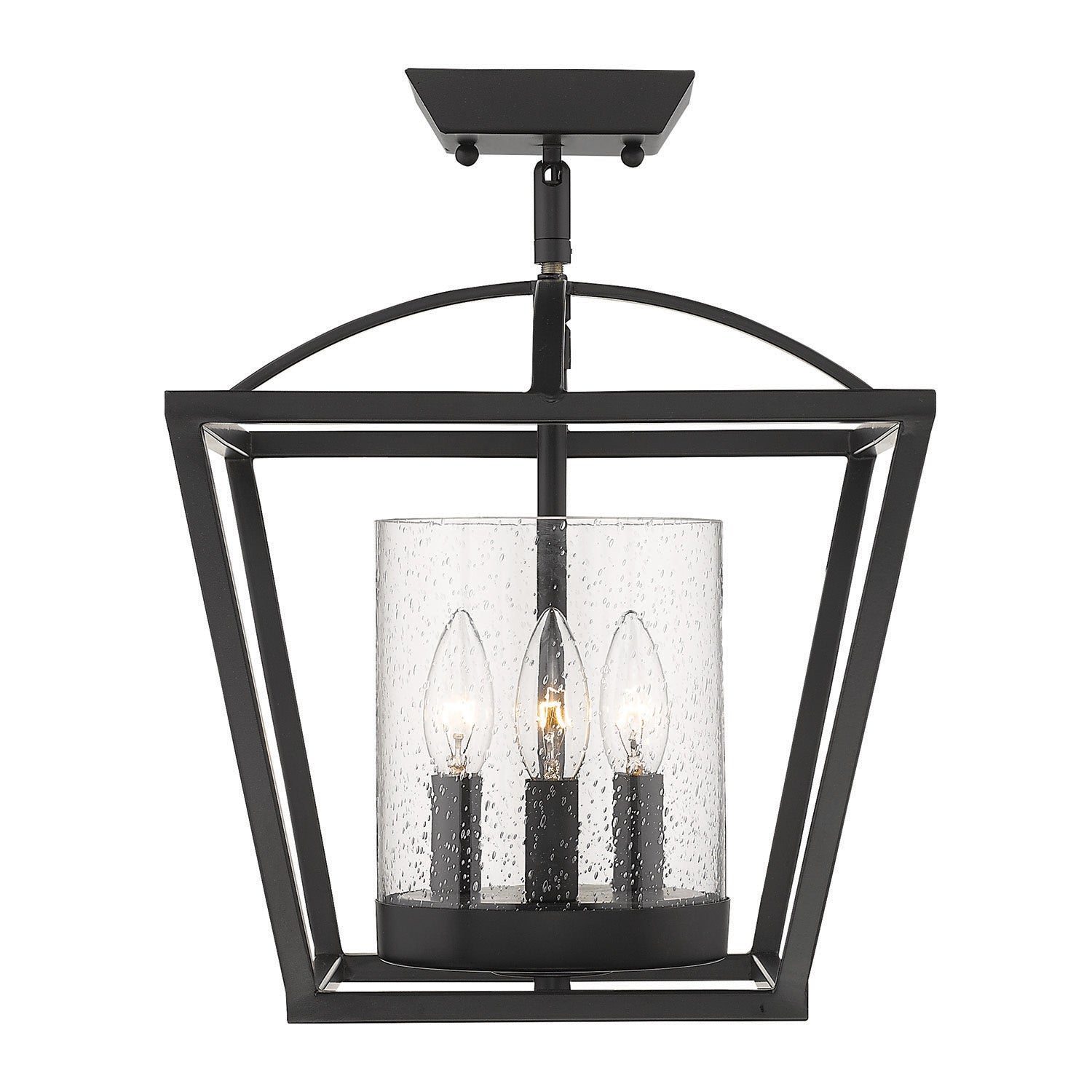 Golden - 4309-SF BLK-BLK-SD - Three Light Semi-Flush Mount - Mercer - Matte Black