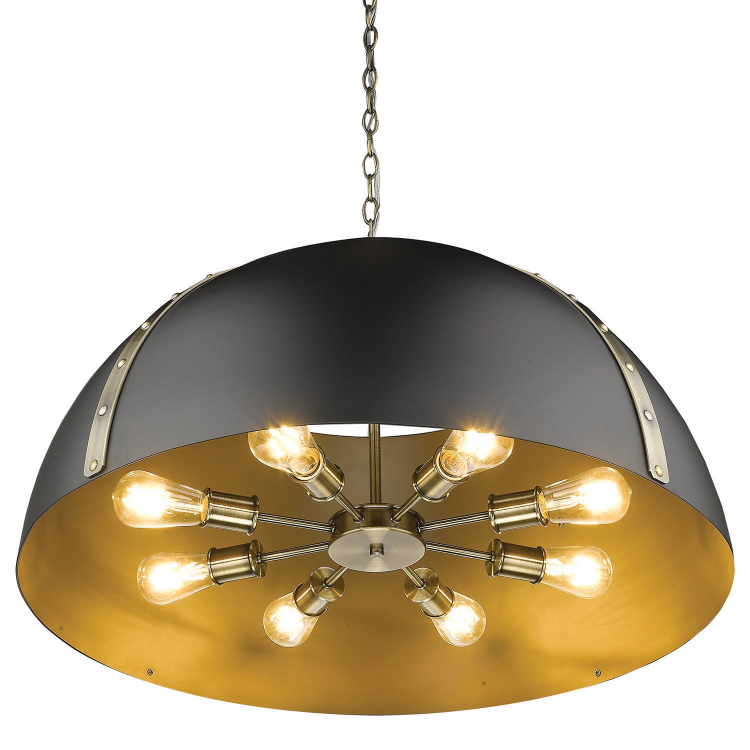 Golden - 6928-8P AB-BLK - Eight Light Pendant - Aldrich AB - Aged Brass