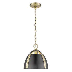 Golden - 6928-S AB-BLK - One Light Pendant - Aldrich AB - Aged Brass