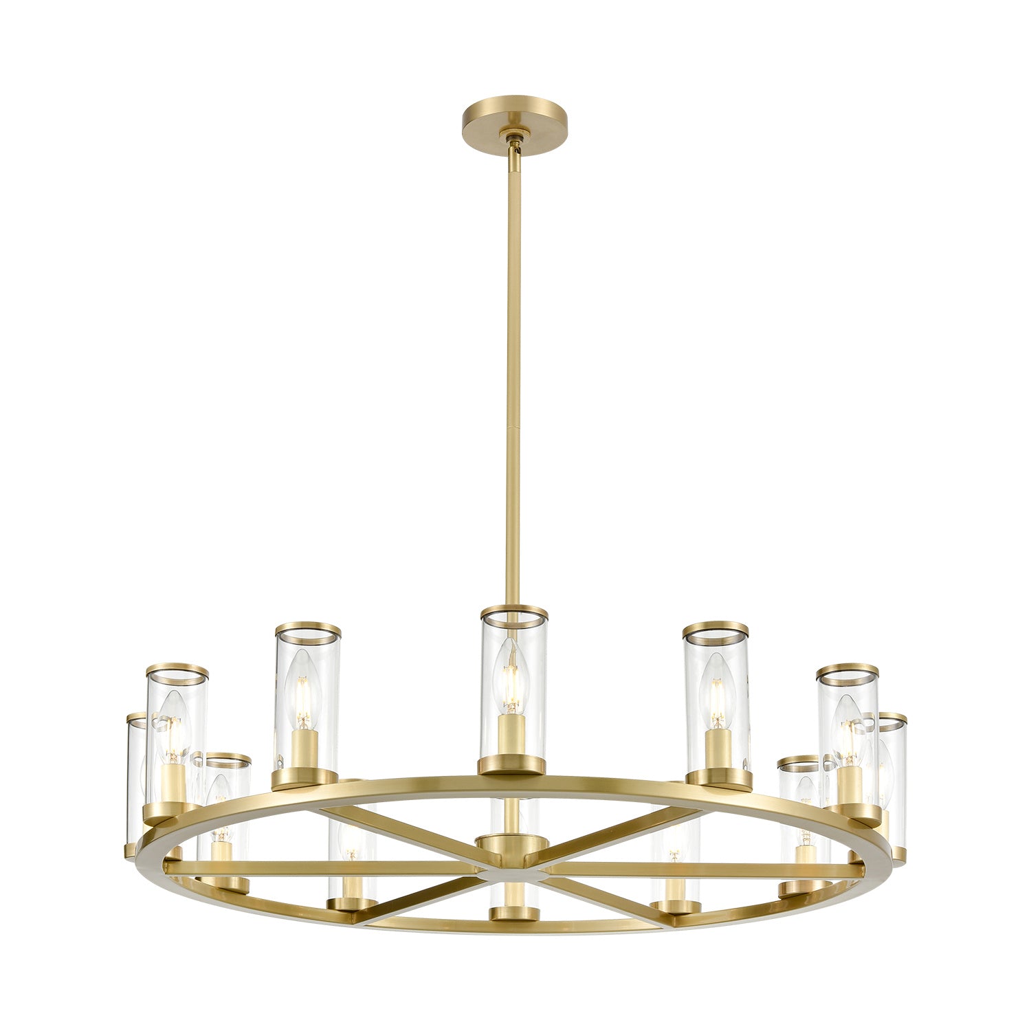 Alora - CH309012NBCG - 12 Light Chandelier - Revolve - Clear Glass/Natural Brass