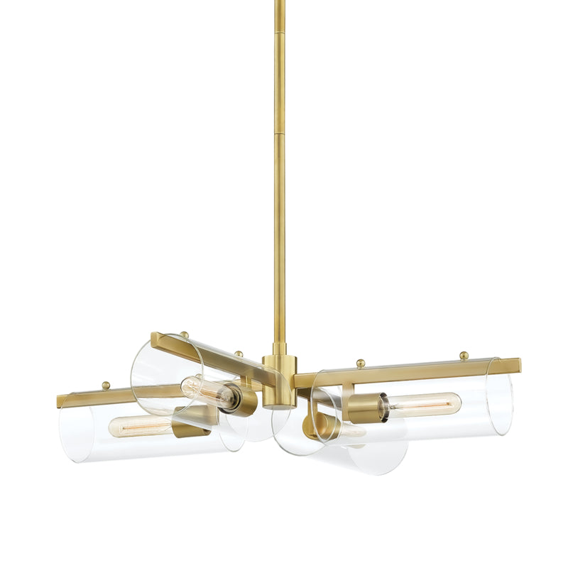 Mitzi - H326804-AGB - Four Light Chandelier - Ariel - Aged Brass