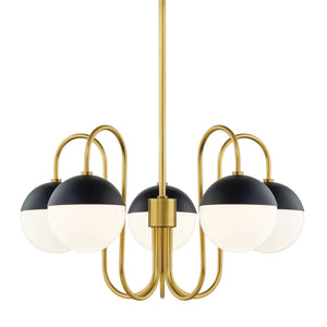 Mitzi - H344805-AGB/BK - Five Light Chandelier - Renee - Aged Brass/Black