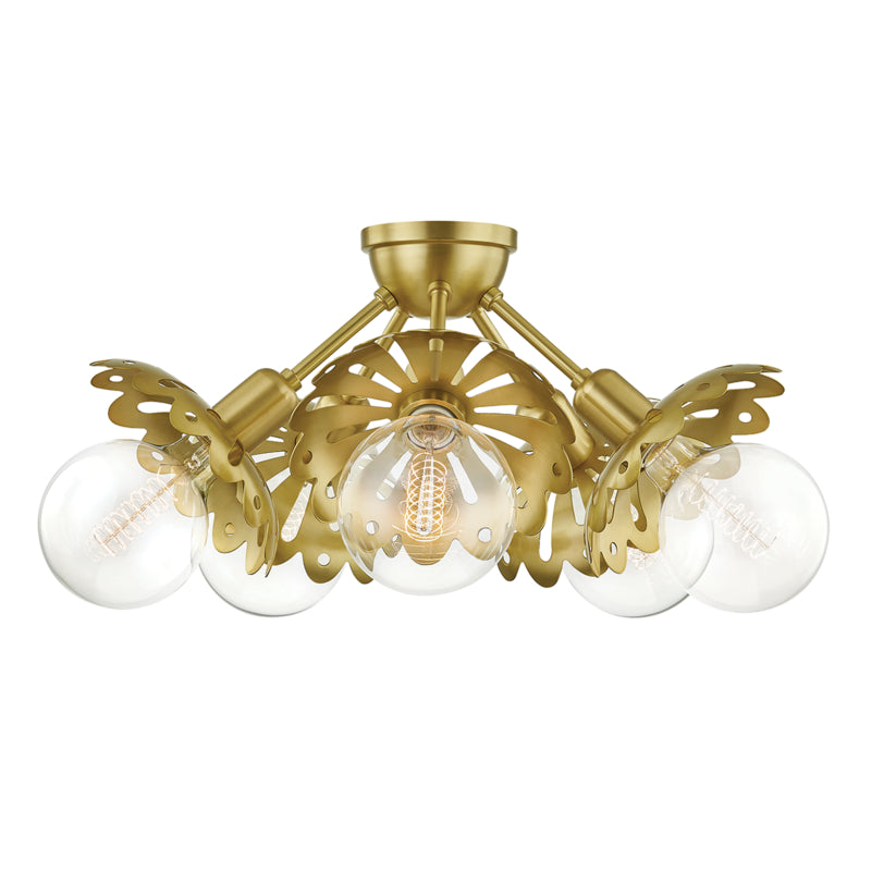 Mitzi - H353605-AGB - Five Light Semi Flush Mount - Alyssa - Aged Brass