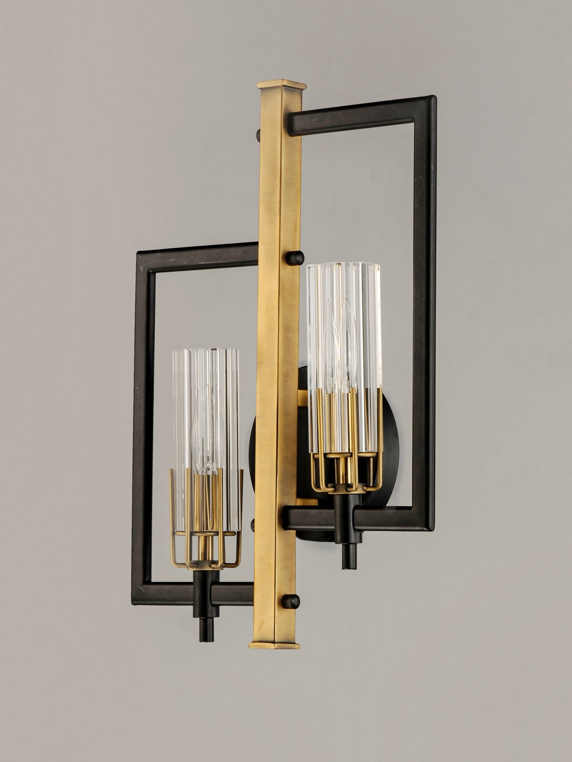 Maxim - 16112CLBKAB - Two Light Wall Sconce - Flambeau - Black / Antique Brass