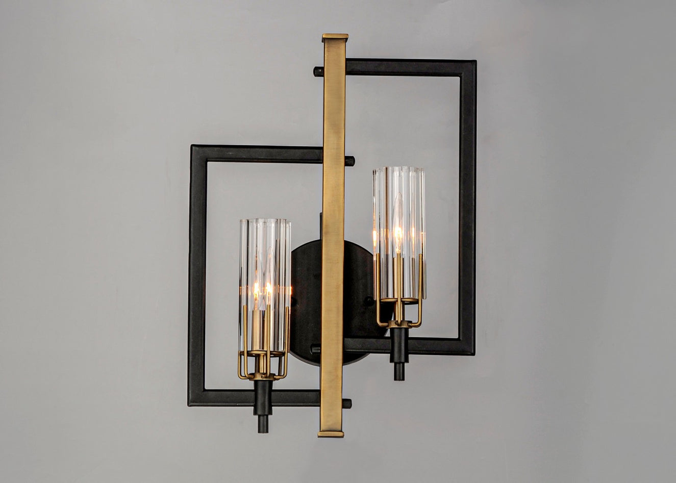 Maxim - 16112CLBKAB - Two Light Wall Sconce - Flambeau - Black / Antique Brass