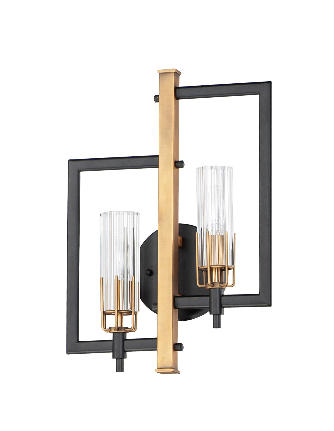 Maxim - 16112CLBKAB - Two Light Wall Sconce - Flambeau - Black / Antique Brass