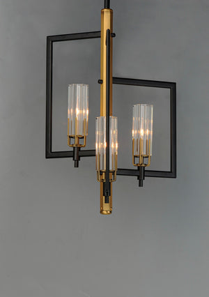 Maxim - 16113CLBKAB - Three Light Chandelier - Flambeau - Black / Antique Brass