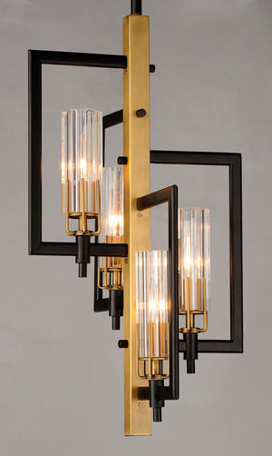 Maxim - 16114CLBKAB - Four Light Chandelier - Flambeau - Black / Antique Brass