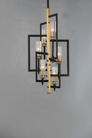 Maxim - 16116CLBKAB - Six Light Chandelier - Flambeau - Black / Antique Brass