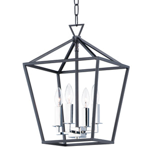Maxim - 25152TXBPN - Four Light Chandelier - Abode - Textured Black / Polished Nickel