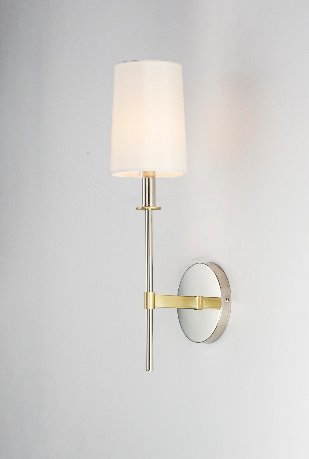 Maxim - 32391OFSBRPN - One Light Wall Sconce - Uptown - Satin Brass / Polished Nickel