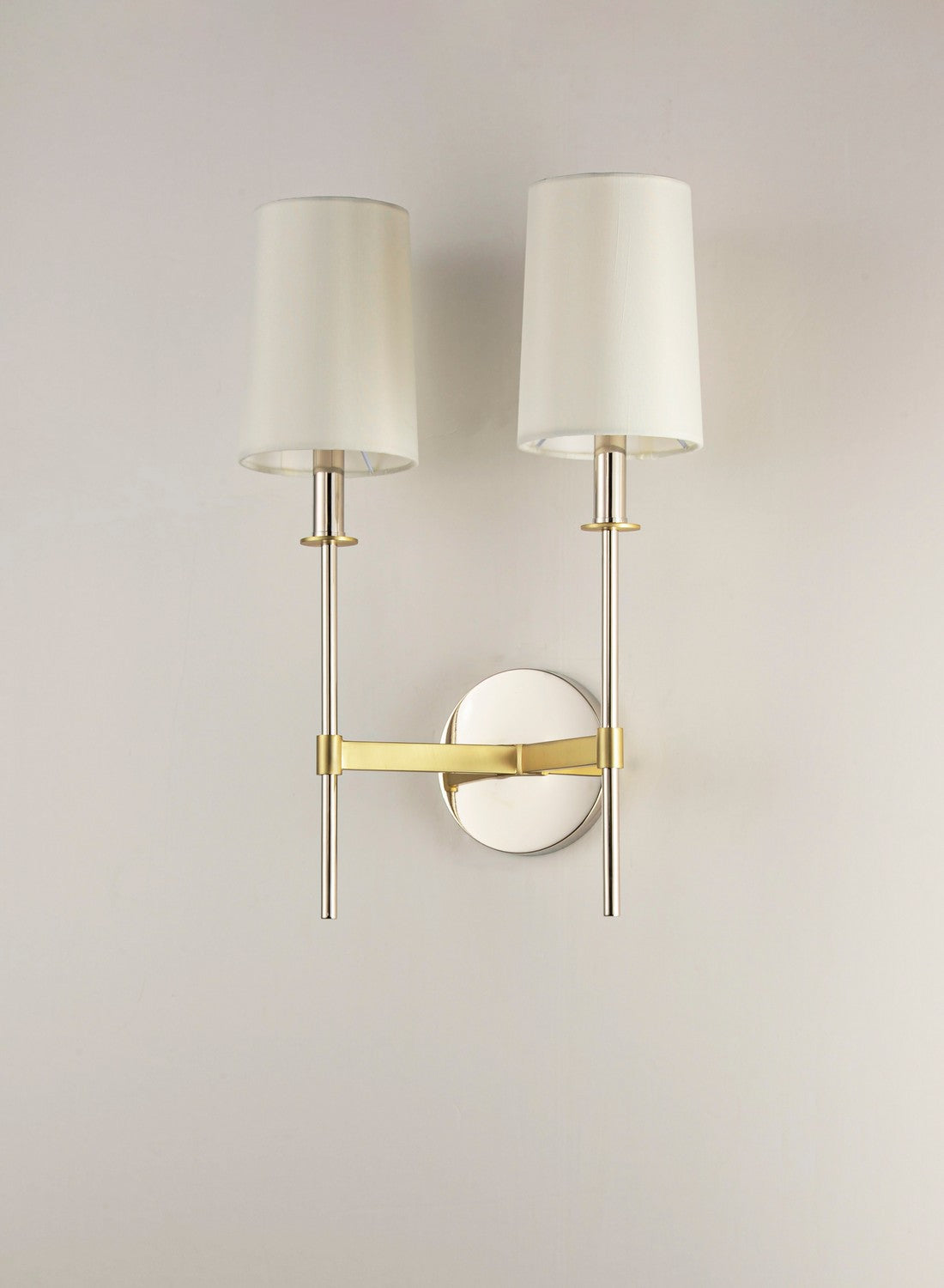 Maxim - 32392OFSBRPN - Two Light Wall Sconce - Uptown - Satin Brass / Polished Nickel