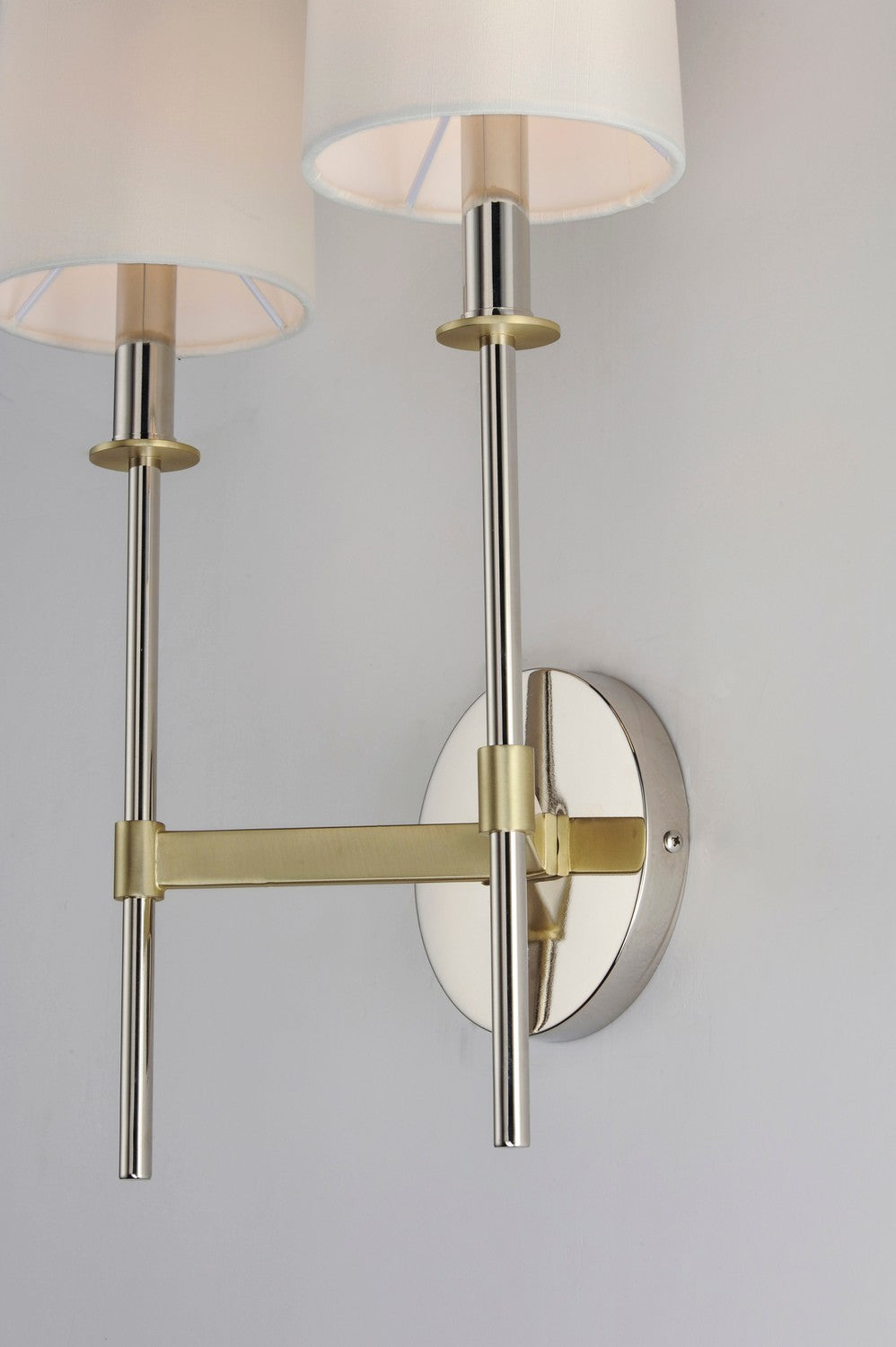 Maxim - 32392OFSBRPN - Two Light Wall Sconce - Uptown - Satin Brass / Polished Nickel