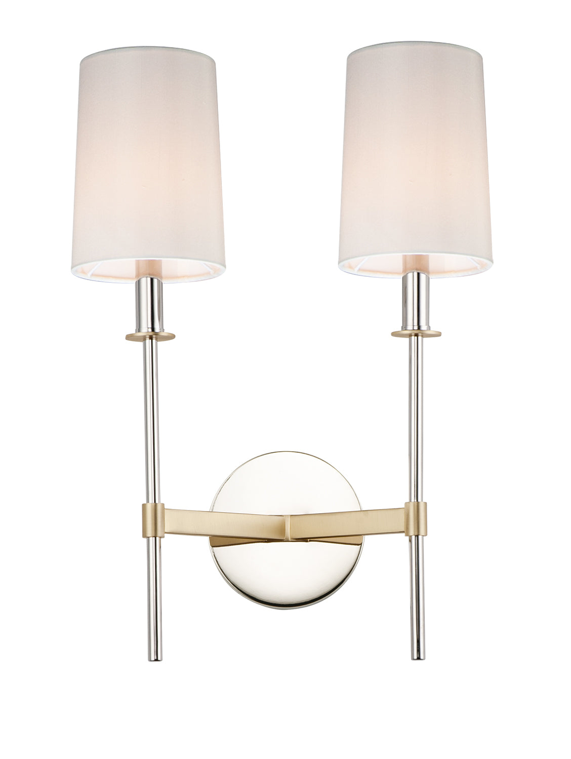 Maxim - 32392OFSBRPN - Two Light Wall Sconce - Uptown - Satin Brass / Polished Nickel