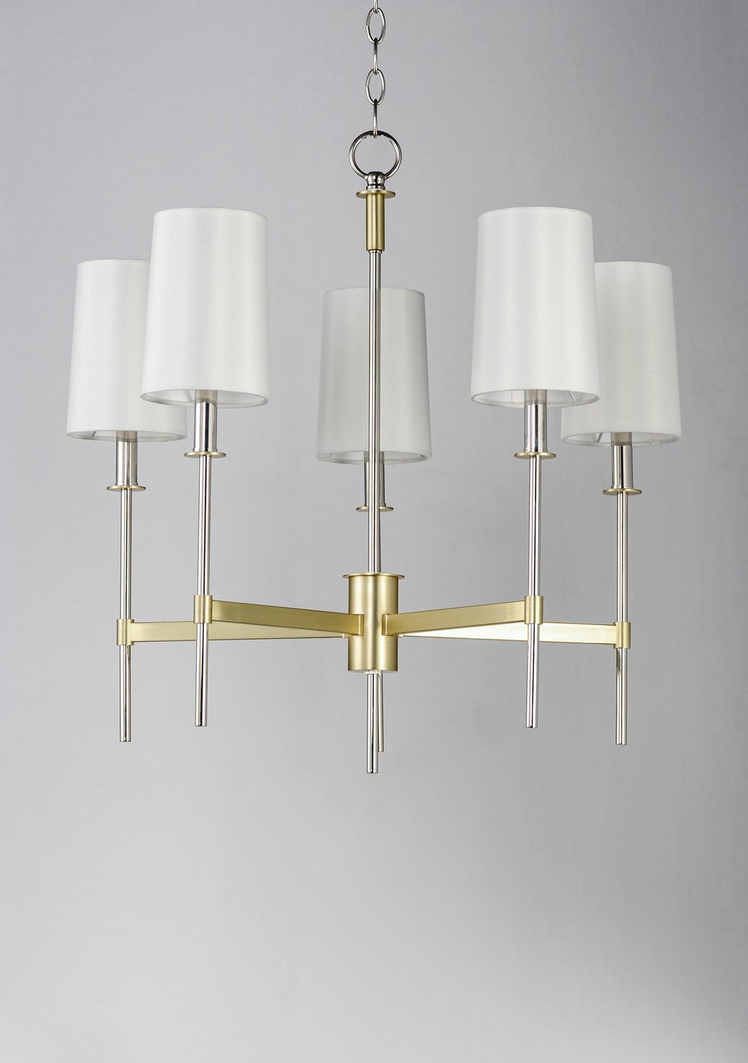 Maxim - 32395OFSBRPN - Five Light Chandelier - Uptown - Satin Brass / Polished Nickel