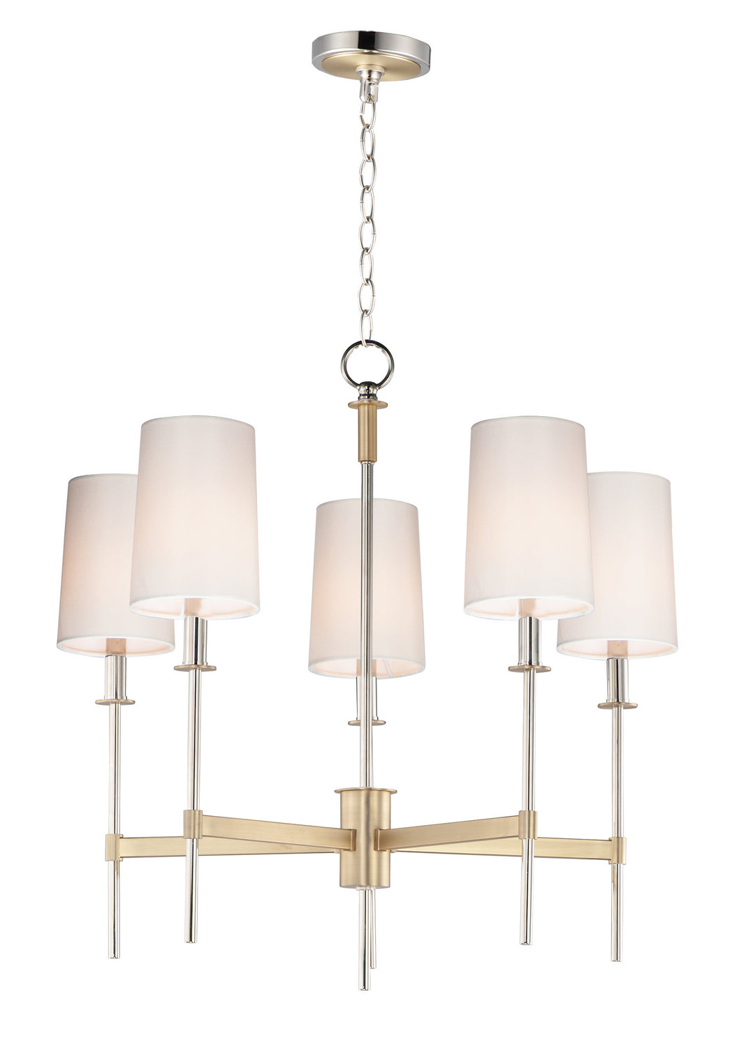 Maxim - 32395OFSBRPN - Five Light Chandelier - Uptown - Satin Brass / Polished Nickel