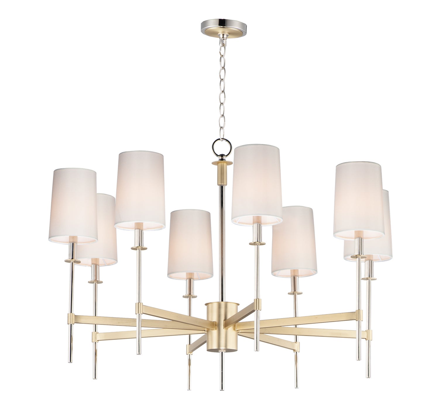 Maxim - 32398OFSBRPN - Eight Light Chandelier - Uptown - Satin Brass / Polished Nickel