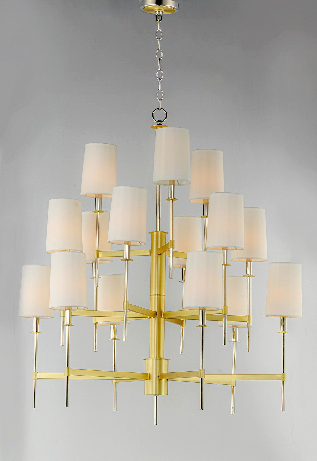 Maxim - 32399OFSBRPN - 15 Light Chandelier - Uptown - Satin Brass / Polished Nickel