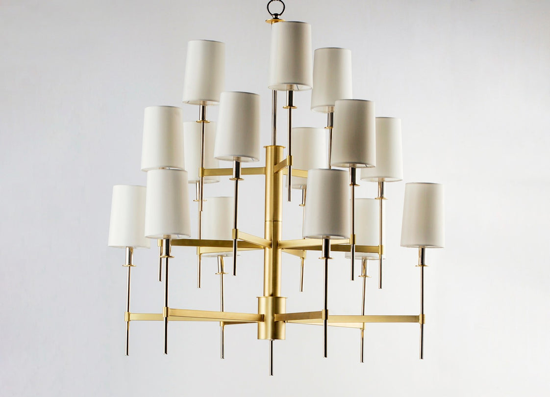 Maxim - 32399OFSBRPN - 15 Light Chandelier - Uptown - Satin Brass / Polished Nickel