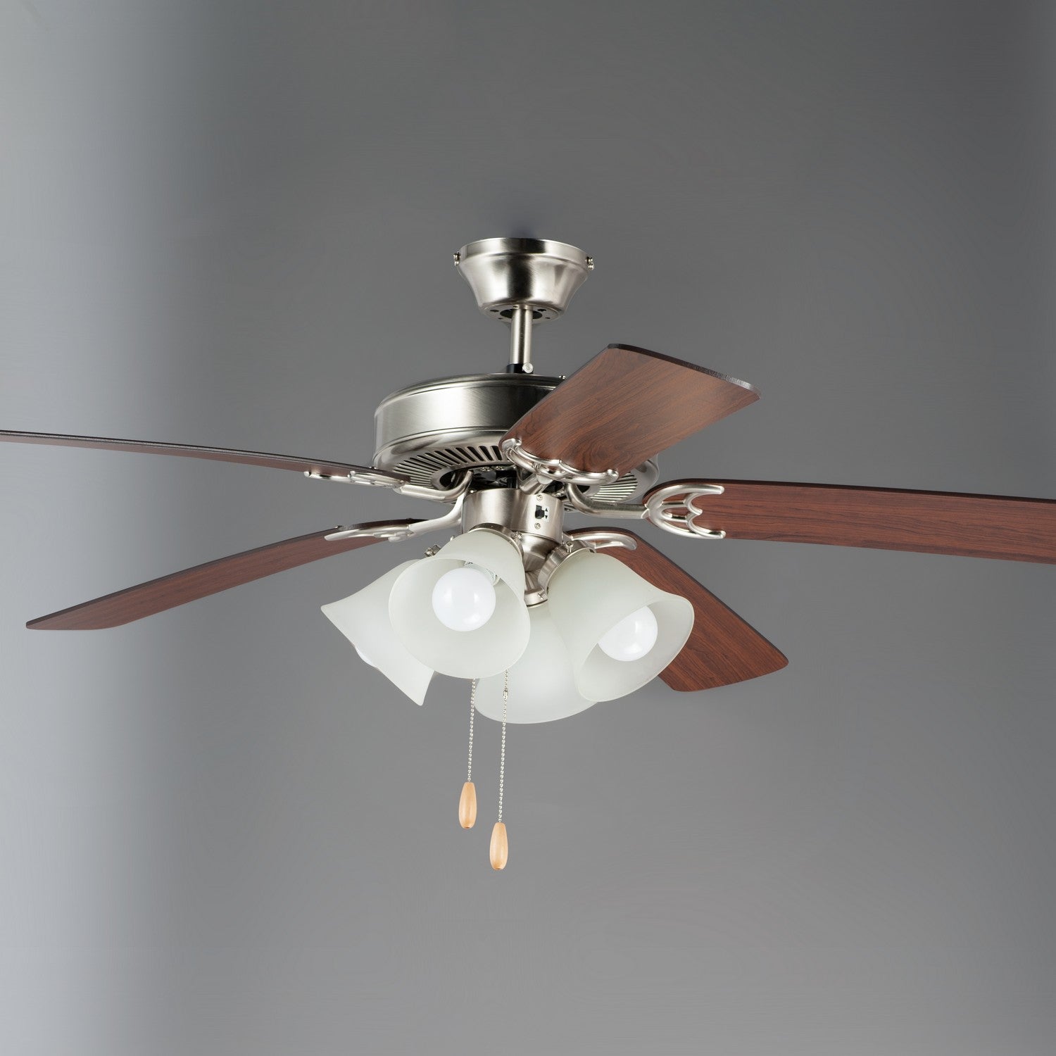 Maxim - 89907FTSNWP - 52"Ceiling Fan - Basic-Max - Satin Nickel / Walnut / Pecan