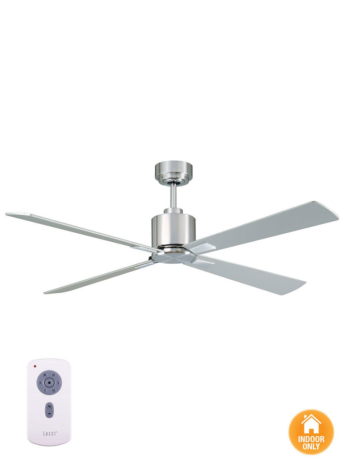 Beacon Lighting - 210520010 - 52``Ceiling Fan - Climate - Brushed Chrome and Silver