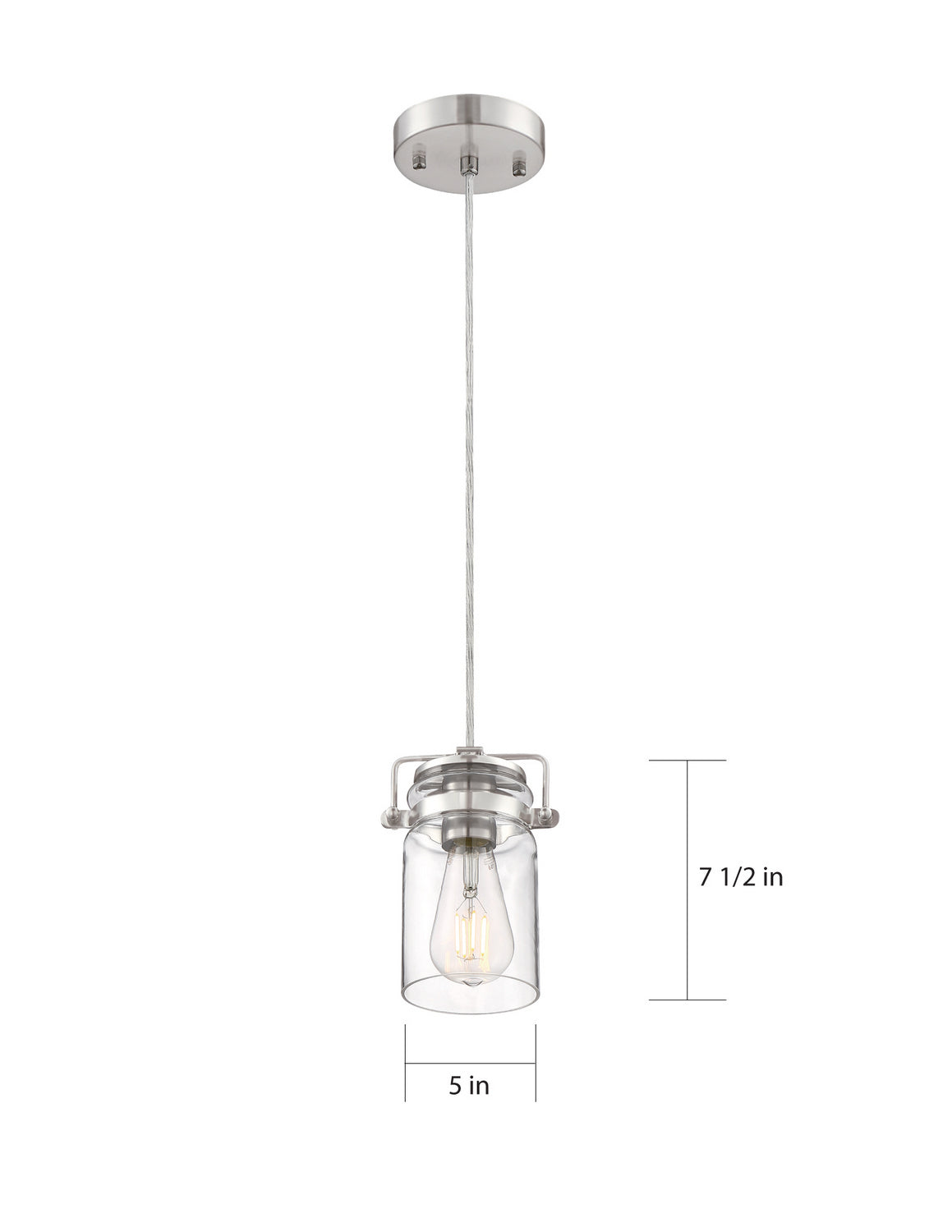 Nuvo Lighting - 60-6736 - One Light Mini Pendant - Antebellum - Brushed Nickel / Clear Glass