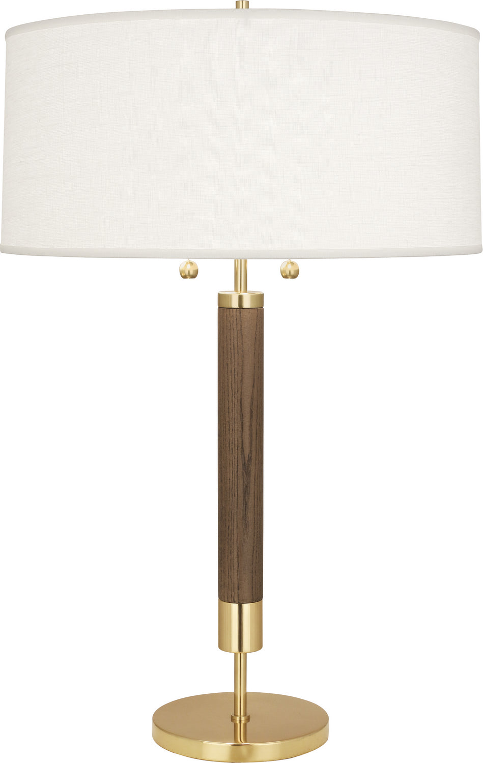 Robert Abbey - 205 - Two Light Table Lamp - Dexter - Modern Brass w/Walnut Wood Column