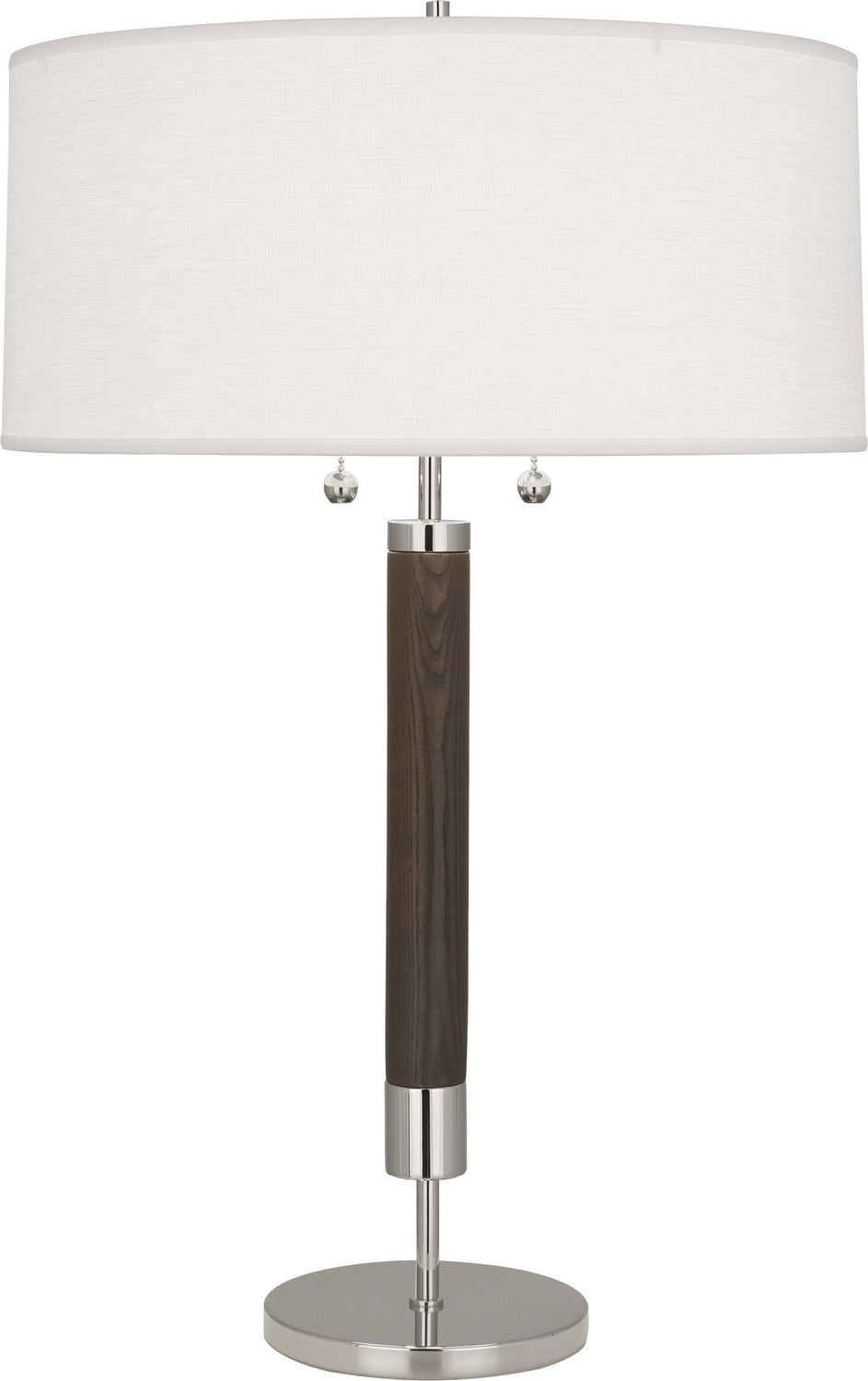 Robert Abbey - S205 - Two Light Table Lamp - Dexter - Polished Nickel w/Dark Walnuted Wood Column