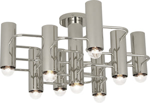 Robert Abbey - S804 - Nine Light Flushmount - Jonathan Adler Milano - POLISHED NICKEL