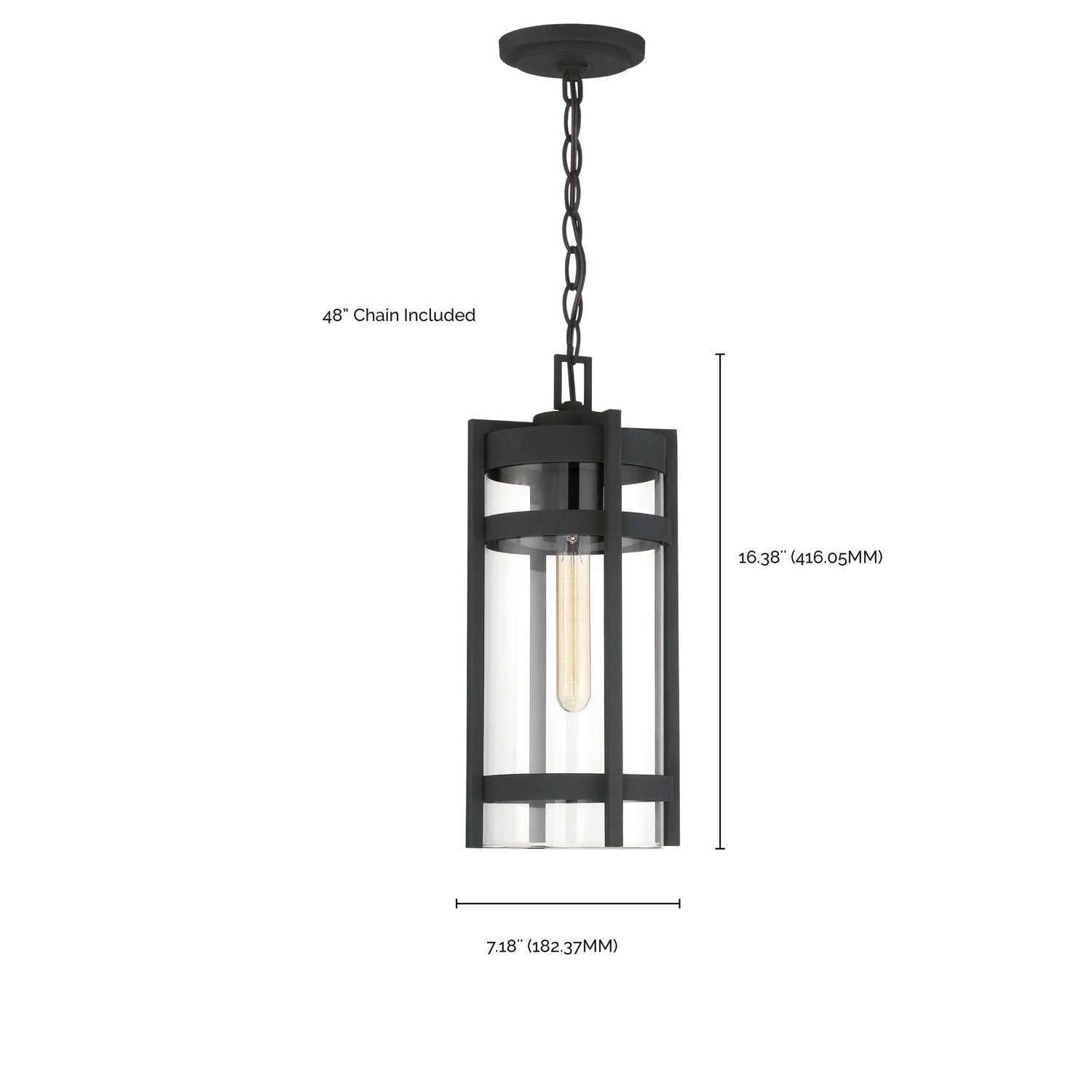 Nuvo Lighting - 60-6574 - One Light Hanging Lantern - Tofino - Textured Black / Clear Glass