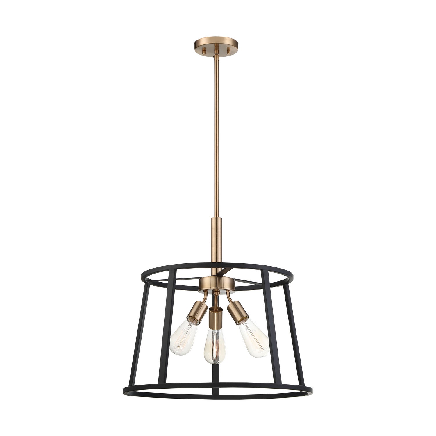 Nuvo Lighting - 60-6642 - Three Light Pendant - Chassis - Copper Brushed Brass / Matte Black