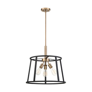 Nuvo Lighting - 60-6642 - Three Light Pendant - Chassis - Copper Brushed Brass / Matte Black